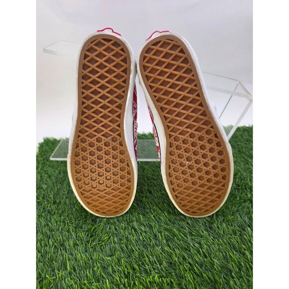 Kids Vans Off The Wall Logo Red & White Canvas Lace-Up Sneakers Youth sz 3.5 - Picture 8 of 8
